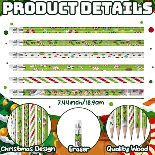 Sabary 60 Lápices Navideños Madera con Goma miniatura 2