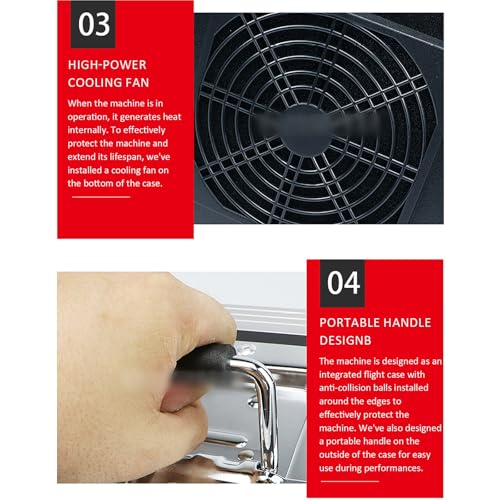 Máquina de niebla de 2000 W, máquina profesional de niebla de baja altura con control remoto DMX, funda de vuelo, tanque de líquido de 3 L, salida de humo ajustable, mini efecto de escenario para