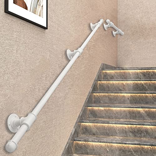 Main courante blanche d'escalier en fer forgé haut de gamme et métal robuste