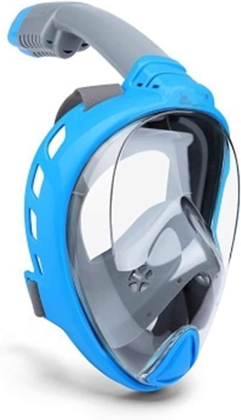 Diving Masks Full Face Snorkel Masks Panoramic Anti-Fog Anti-Leak Swimming Snorkel Scuba Underwater Diving Mask for Adults and Children Large, Light Blue