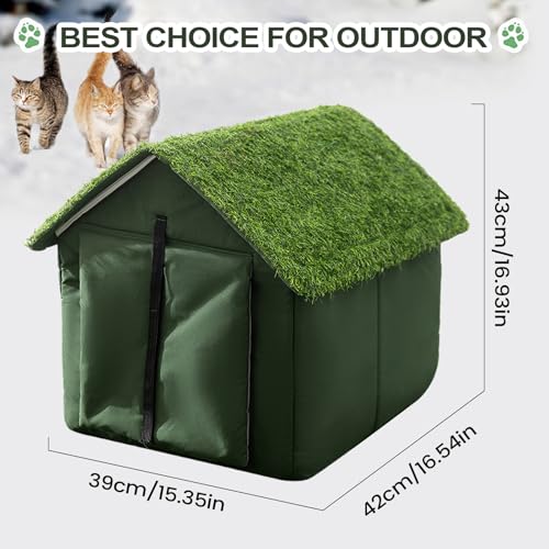 Maison pour chat d'extérieur haut de gamme abri pliable robuste et imperméable - 6