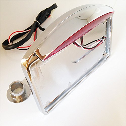 HONGK- Side Mounted License Plate Assembly Chrome Led Tail Brake Light Chrome Compatible with Motorcycle [B01C0SU3XI]