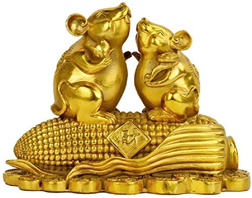 Sculpture du Rat du Zodiaque en Cuivre Pur Feng Shui