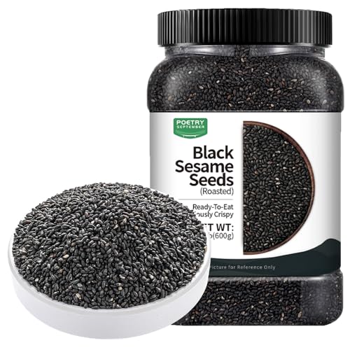 Roasted Black Sesame | 600g / 1.3lb / 21.2oz | PoetrySeptember Natural Toasted Sesame Seeds Farm-Fresh New Stock, Ready-to-Eat (No Washing Needed), Suitable For Baking, Cooking 中国有机熟黑芝麻