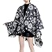 Women Flower Pattern Imitation Cashmere Capes Autumn Winter Warm Shawl Split Thick Scarf All-match Ponchos (Color : Gray Size : 145 * 130) (Gray 145 * 130)