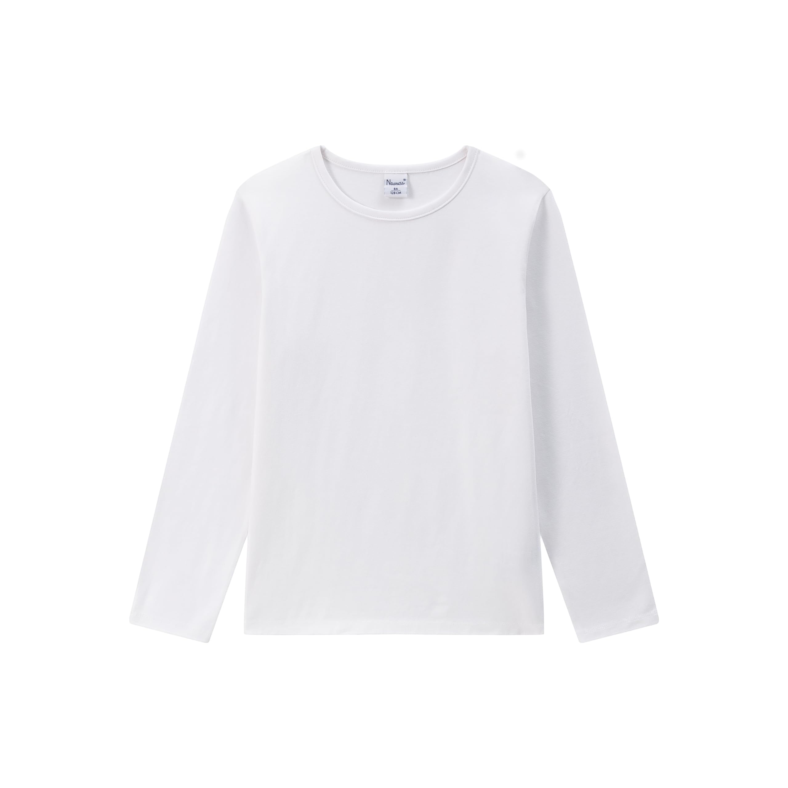 Camiseta Térmica Niño Manga Larga Cuello Redondo Algodón Elástico Blanco Gris Negro Tallas 3-14