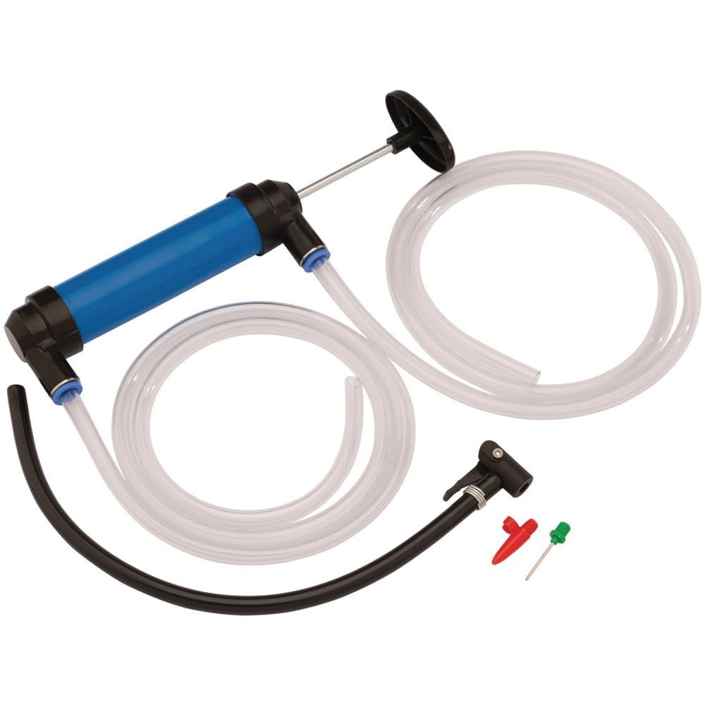 Draper Dual Purpose Air and Fluid Transfer Pump | Syphon Fuel Transfer Hand Pump | Oil Extractor Pump Syringe | 01082, Blue