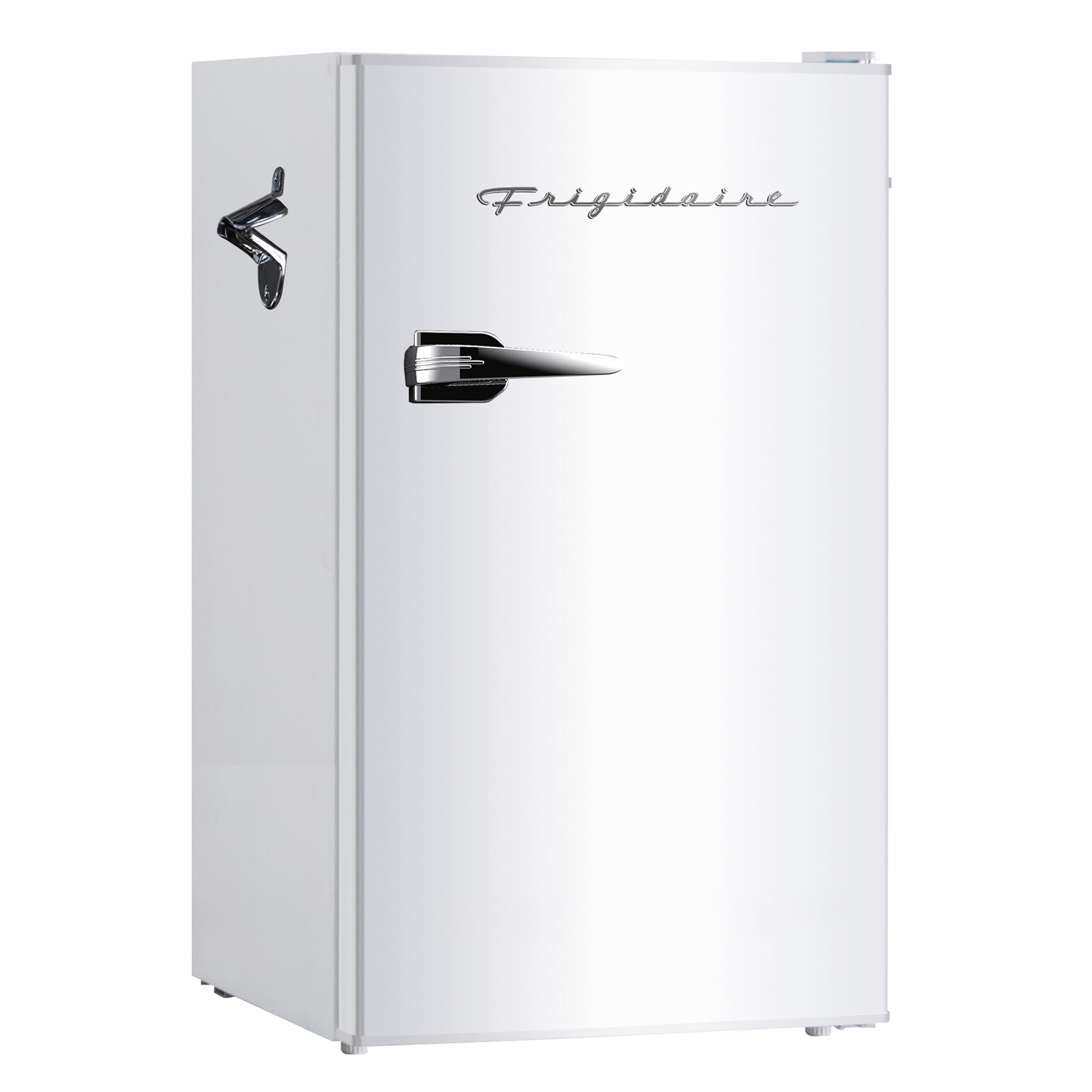 Photo 1 of Frigidaire Retro Compact Fridge with Chiller, 3.2 cu ft Countertop Fridge with Built-In Bottle Opener, Compact Refrigerator for Office, Bedroom, Dorm Room or Cabin - 18.7"D x 19.01"W x 33.27"H (White)