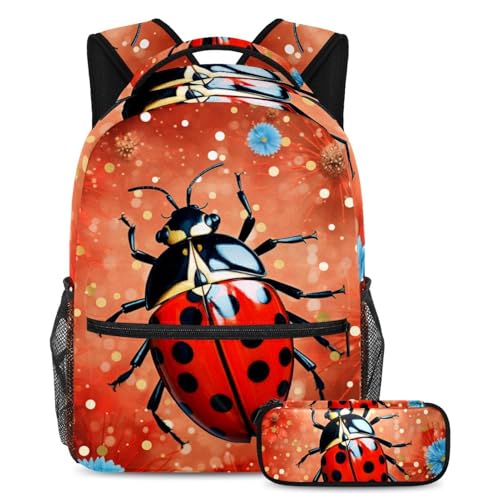 Sac à dos rouge insecte coccinelle grand format pour soulager le dos des élèves chargés
