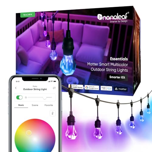 Nanoleaf Smart LED Lichterkette Außen 15m Starter Kit - 20 dimmbare...
