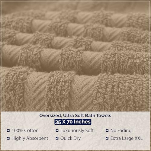 Image of DAN River 2 Pack Bath Sheets Extra Large 35x70, Large Bath Towels for Adults, XL Oversized Heavy Duty Towel Set, 600 GSM 100% Ring Spun Cotton, Soft Quick Dry, Tan