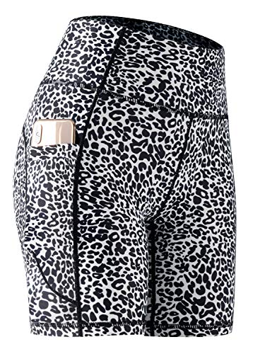 CADMUS High Waist Tummy Control Compression Shorts for Women Fitness Workout Running Shorts with Pockets, 23# Black White, Pack of 1, M