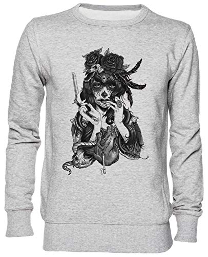 Sweat-shirt gris Dia De Los Muertos jersey unisexe homme femme L
