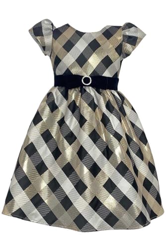Made in USA - Christmas Dresses for Girls - Black and Gold Dress for Girls - Oro Vestidos Navideños para Niñas