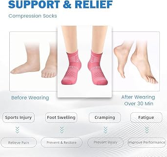 IRAMY Ankle Compression Socks Women Men Plantar Fasciitis Relief 3/5 Pairs