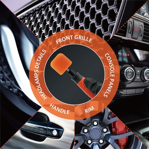 Image of SPTA Orange Cylinder Heavy Cut Pad with 1 /8 inch Shank, 5Pcs Orange Flexible Shaft Cylinder Mini Polishing Pad Set,Car Detailing Pads for Small Area for Flexible Shaft & Drill Attachment -PT192-5