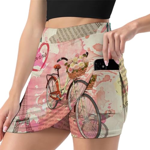 Jupe short de tennis rétro femme avec poche pour le golf et le sport athlétique