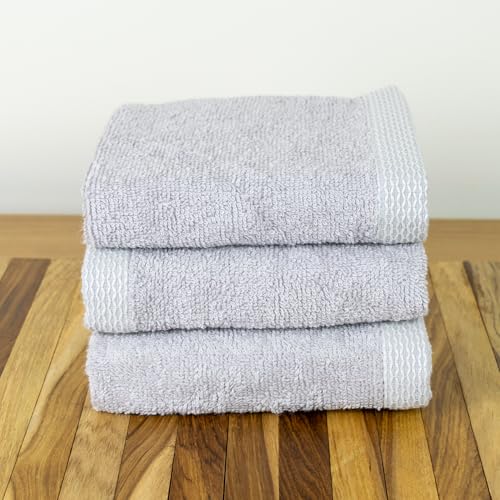 Image of RANGOLI 100% Bamboo Face Towel Set of 3, 500 GSM, Quick Dry Towels for Face, Gym, Travel, Ultra Soft Highly Absorbent, 30Cm X 30Cm, Grey