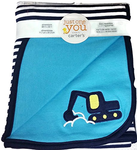 Image of Just One You By Carter's Reversible 2-ply Receiving Blanket Backhoe