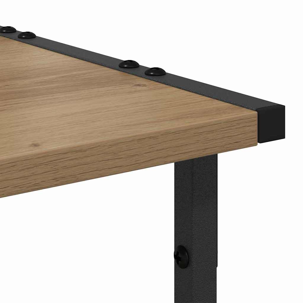 Supporto per stampante a due ripiani in legno di rovere Artisan, 41 x 28 x 33,5 cm, con ruote bloccabili e superficie opaca, per ufficio moderno