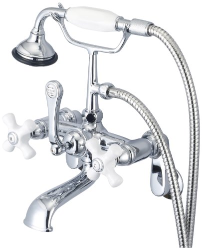 Water Creation F6-0009-01-AX Vintage Classic Adjustable Center Mount Swivel Wall Connector & Handheld Shower with Metal Lever Handles, Chrome Finish