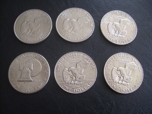 Miniatura 3 de 1971-1978 P Las 6 monedas circuladas de dólar IKE Eisenhower de Phliladelphia Mint