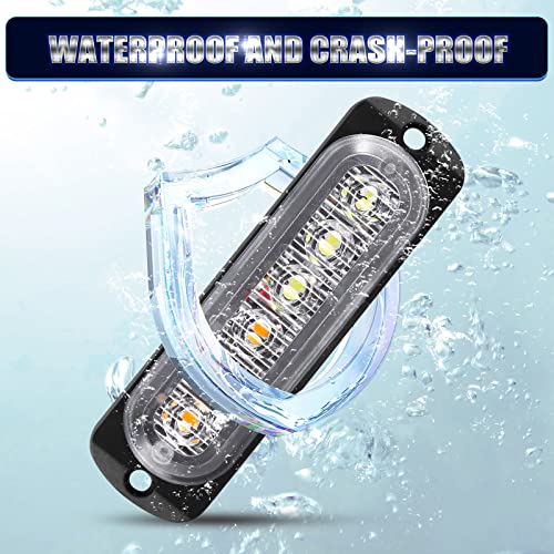 Mualik 6Pcs Ultra Slim 6-Led Flashing Strobe Lights For Truck Car Vehicle,Sync Feature,White Amber Led Strobe Light #TOP5