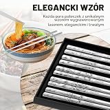 GTNCE Metalowe pałeczki do jedzenia, nadają się do mycia w zmywarce, 5 par antypoślizgowych pałeczek do sushi do jedzenia, chińskie pałeczki do jedzenia, zestaw dla dzieci, zestaw pałeczek do