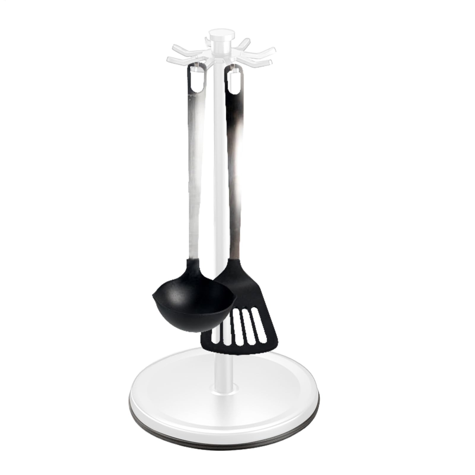 Organizer da cucina girevole a 360°, accessorio stabile per il piano di lavoro, per spatole, fruste e cucina, supporto compatto con 8 ganci per utensili da cucina