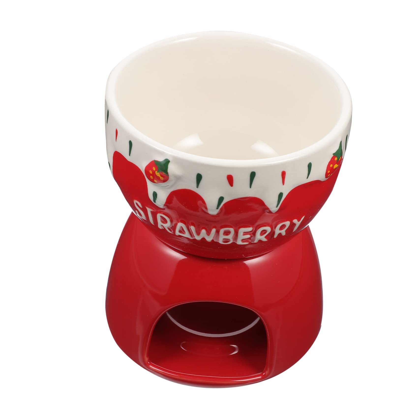 SOLUSTRE 1Set Chocolate Melting Pot Stylish Ceramic Fondue Pot for Cheese Chocolate Ice Multi Functional Strawberry Design for Parties Winter