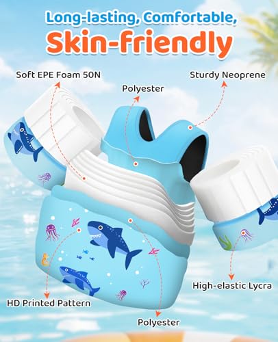 HeySplash Swim Vest for Kids, Toddler Pool Floaties, Children Swimming Vest with Adjustable Strap, Swim Jacket Water Wing Arm Float, Puddle Sea Beach Boat Jumper Boy Girl Baby