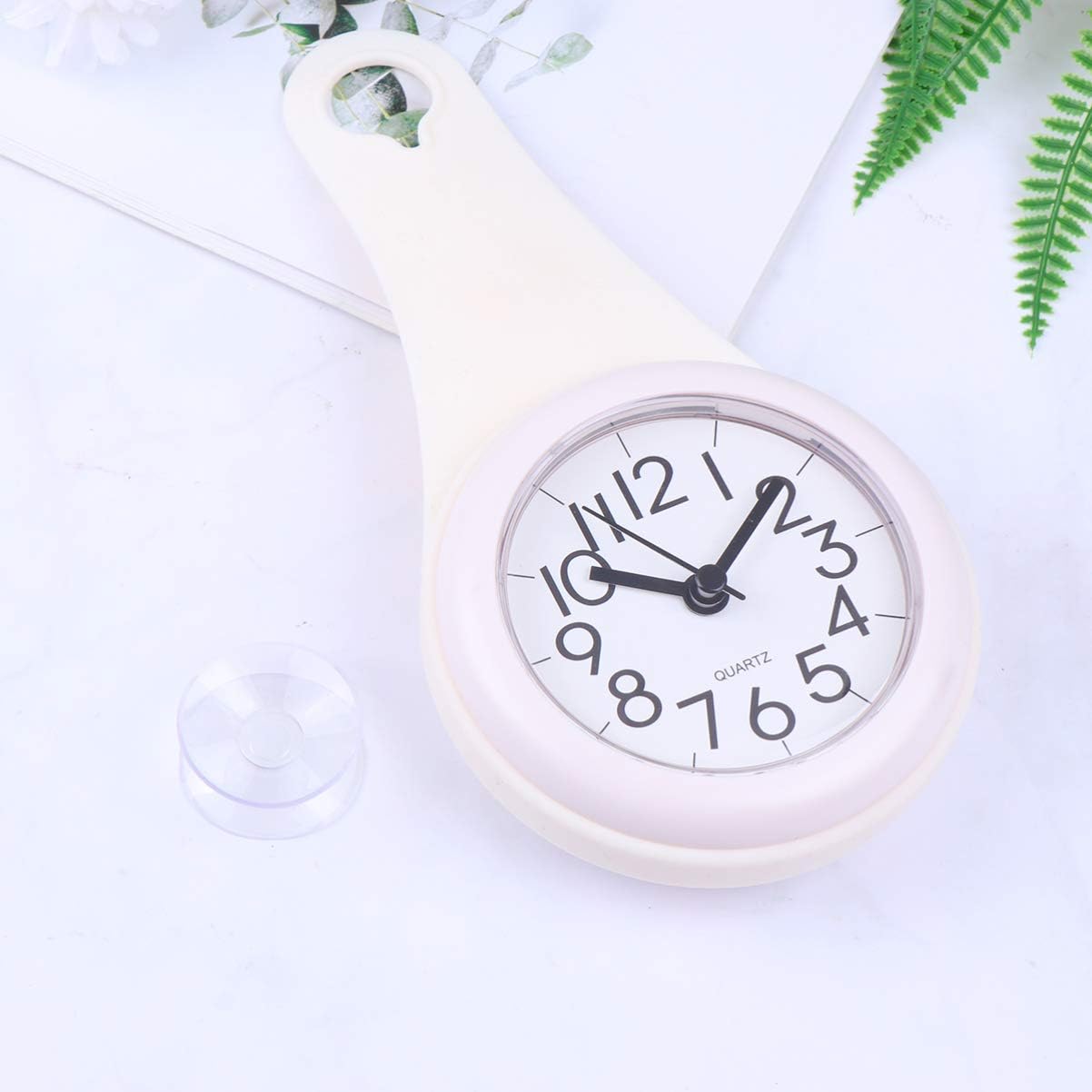 Hemobllo Waterproof Bathroom Modern Wall Clock Shower Timer Silent Alarm Clock Suction Cups