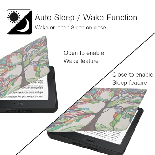 Image of MOCA Case for Kindle Paperwhite 12th Gen 7 inch (2024) & Kindle Colorsoft 7 inch (2025), Slim PU Leather Cover with Auto Wake /Sleep, Magnetic Closure, Lightweight (Tree)