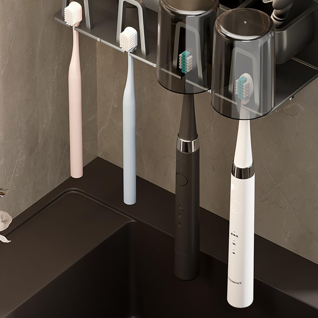 ARINAL Porta Cepillo de Dientes Estante for baño, Soporte for Cepillo de Dientes, Soporte for Inodoro, sin Perforaciones, Peine montado en la Pared, Almacenamiento de Pasta de Dientes