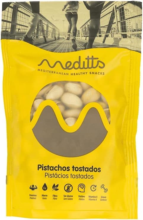 Meditts - Pistachos Tostados 110 gr | Con Cáscara y Sin Sal Añadida | Sin Gluten | Origen España | 100% Natural | Snack Saludable y Nutritivo | Rico en Proteínas y Fibra