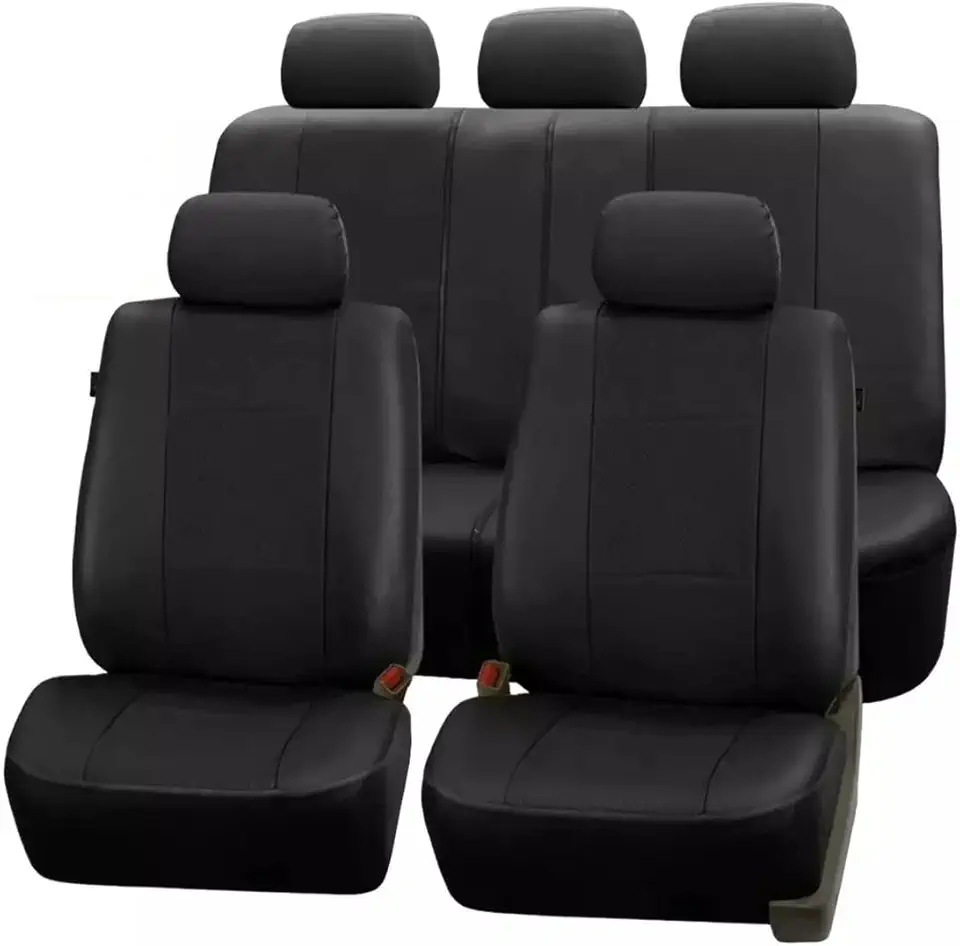 Jogo de Capas em Couro Banco Automotivo Carro Impermeável Universal (Preto)