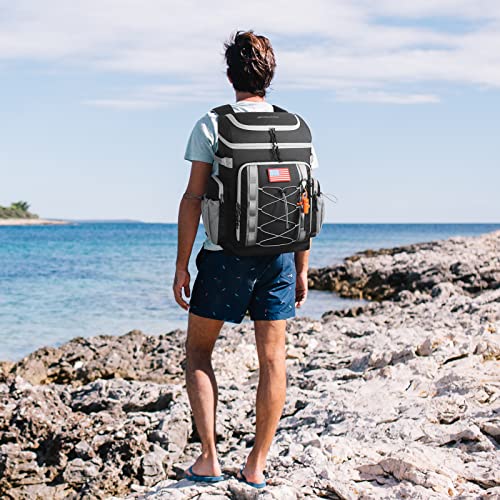 Image of Maelstrom 35 /50 Can Insulated Backpack Cooler, Leakproof Soft Lunch Ice Bag | Keeps Food Cold For 16h, Peva Liner, Durable Nylon, Ergonomic Padding. Perfect For Men, Women, Camping, Beach, Hiking, Travel