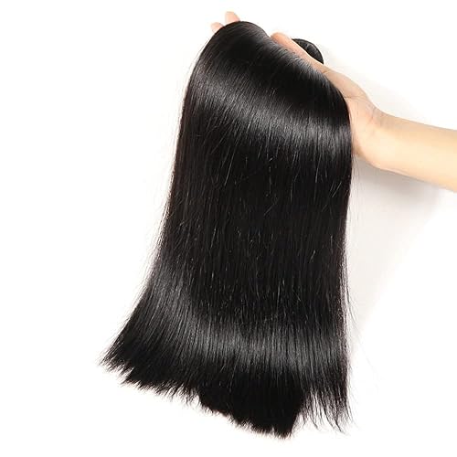 Miniatura 6 de Extensiones de cabello humano lacio 8A sin procesar, cabello humano virgen brasileño lacio, 3 manojos de extensiones de cabello humano negro natural