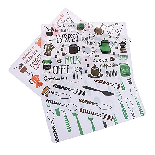Image of 6 Pieces PVC Table Mats Set - Non-Slip, Heat Resistant and Washable Hot Insulation Pad - Modern Waterproof Placemats for Dining Table, Kitchen, Restaurant, Hotel (6-Piece, Green Colour)