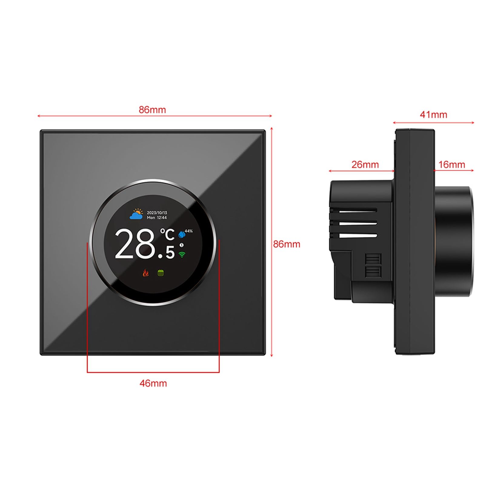 Termostato intelligente con 7 luci ambientali, nessun cavo C richiesto, controller schermo Nest Style TUYA WiFi da 1,32'', per il riscaldamento della caldaia a gas a pavimento (GC)
