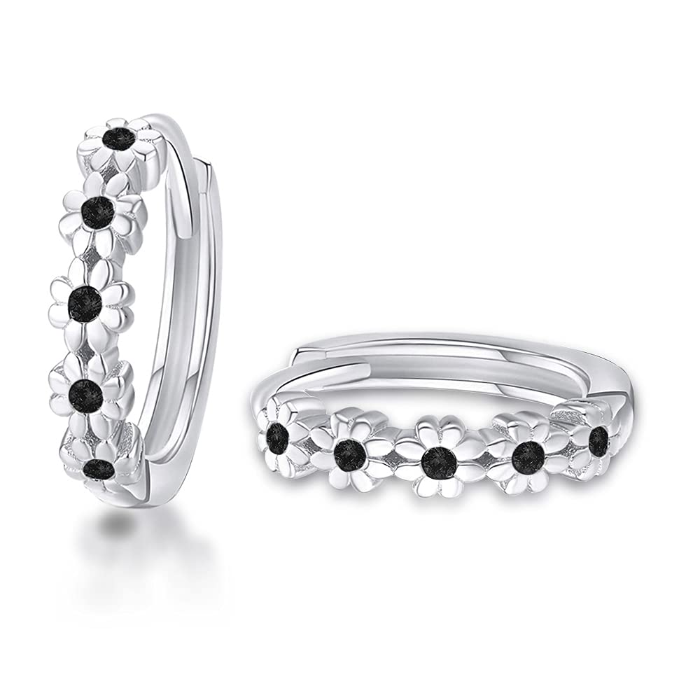 CiNily Small Hoop Earrings for Women Girls Flower Cubic Zirconia Huggie Earrings Hypoallergenic 14K Yellow Gold Plated Cartilage Earrings