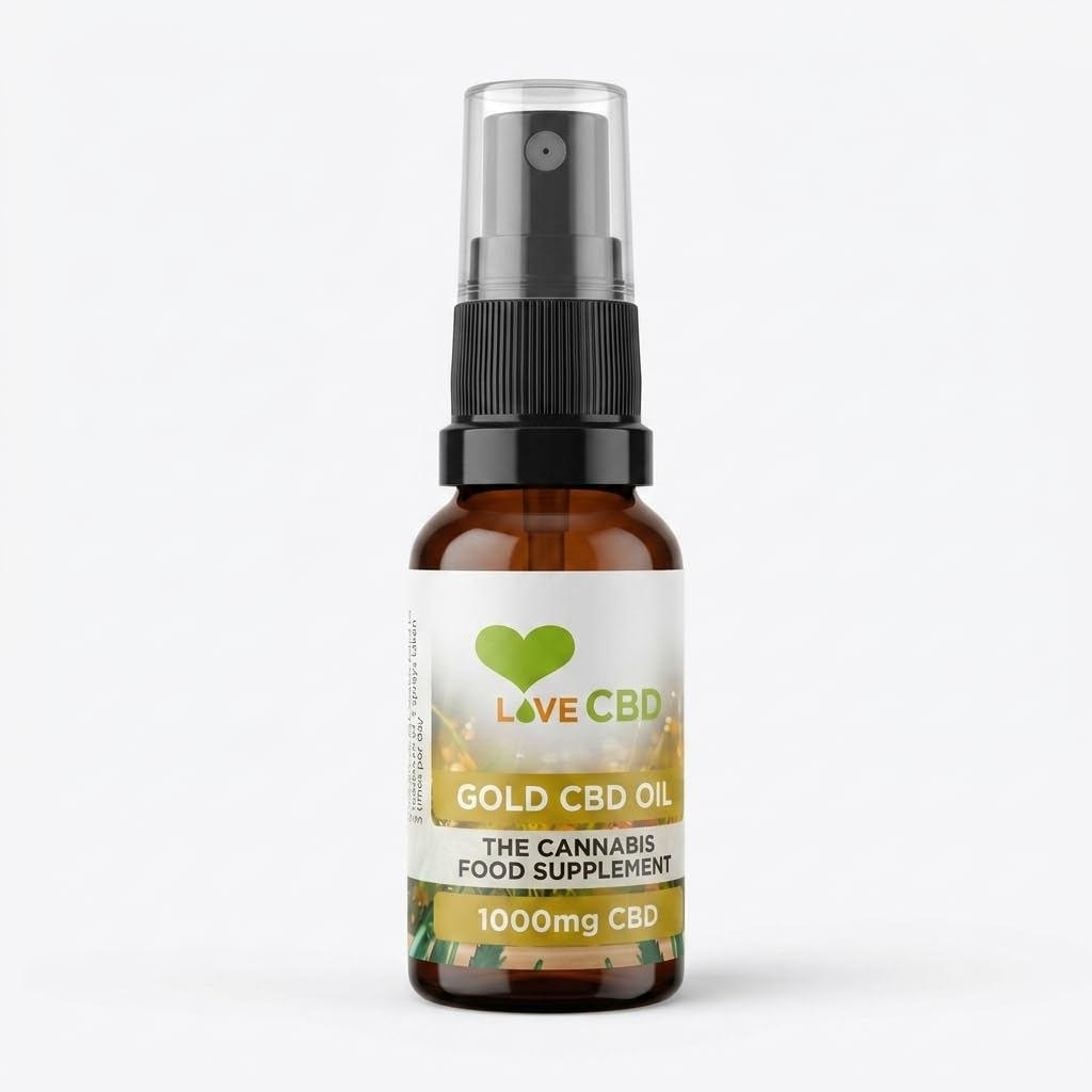 Love CBD Oil Spray - High Strength - 1000mg CBD - Broad Spectrum - Natural Flavour - THC-Free - 20ml - UK Made