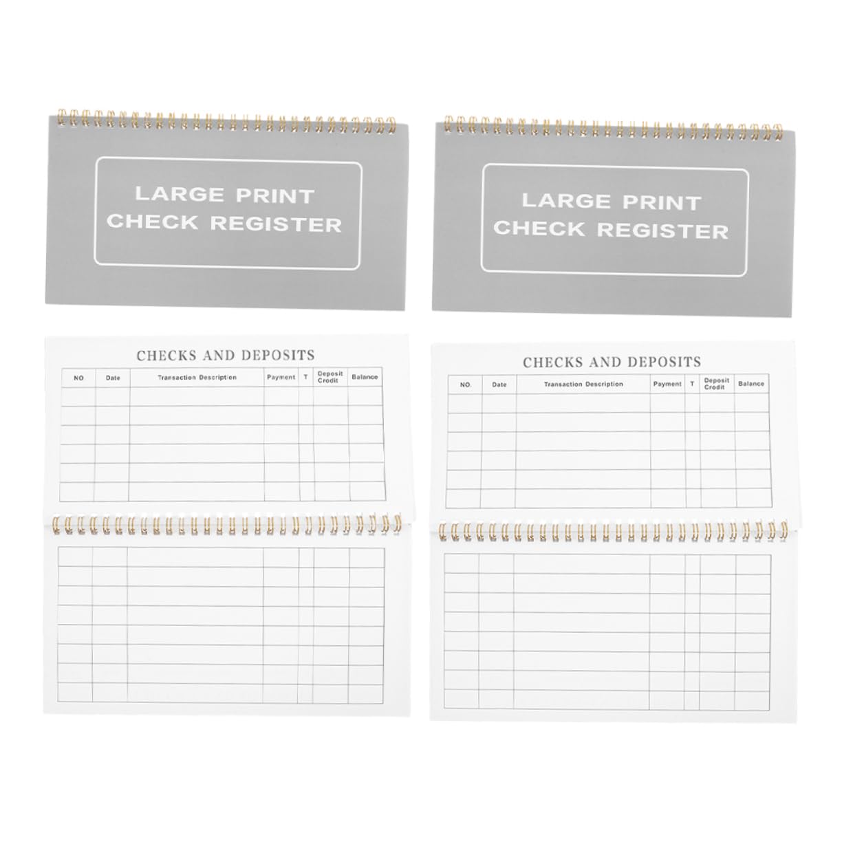 NUOBESTY 4pcs Low Large Print Checkbook Register Accounting Ledger Book Date Section for Office Home Travel