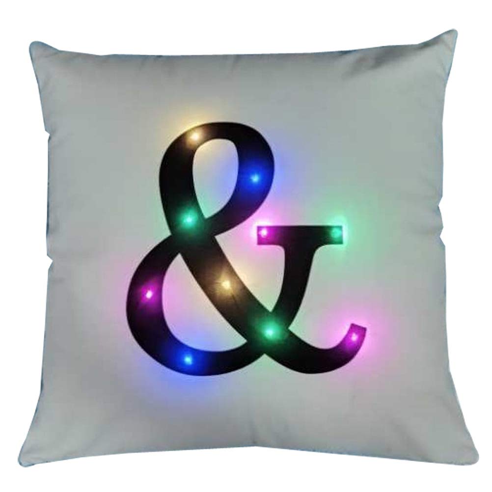 Zuodu & Christmas Led Colorful Flashing Velvet Letter Cushion Cover Pillow Cover - Party, Festival, Gift Use - 18”X18” Or 45Cm X 45Cm 1Pc