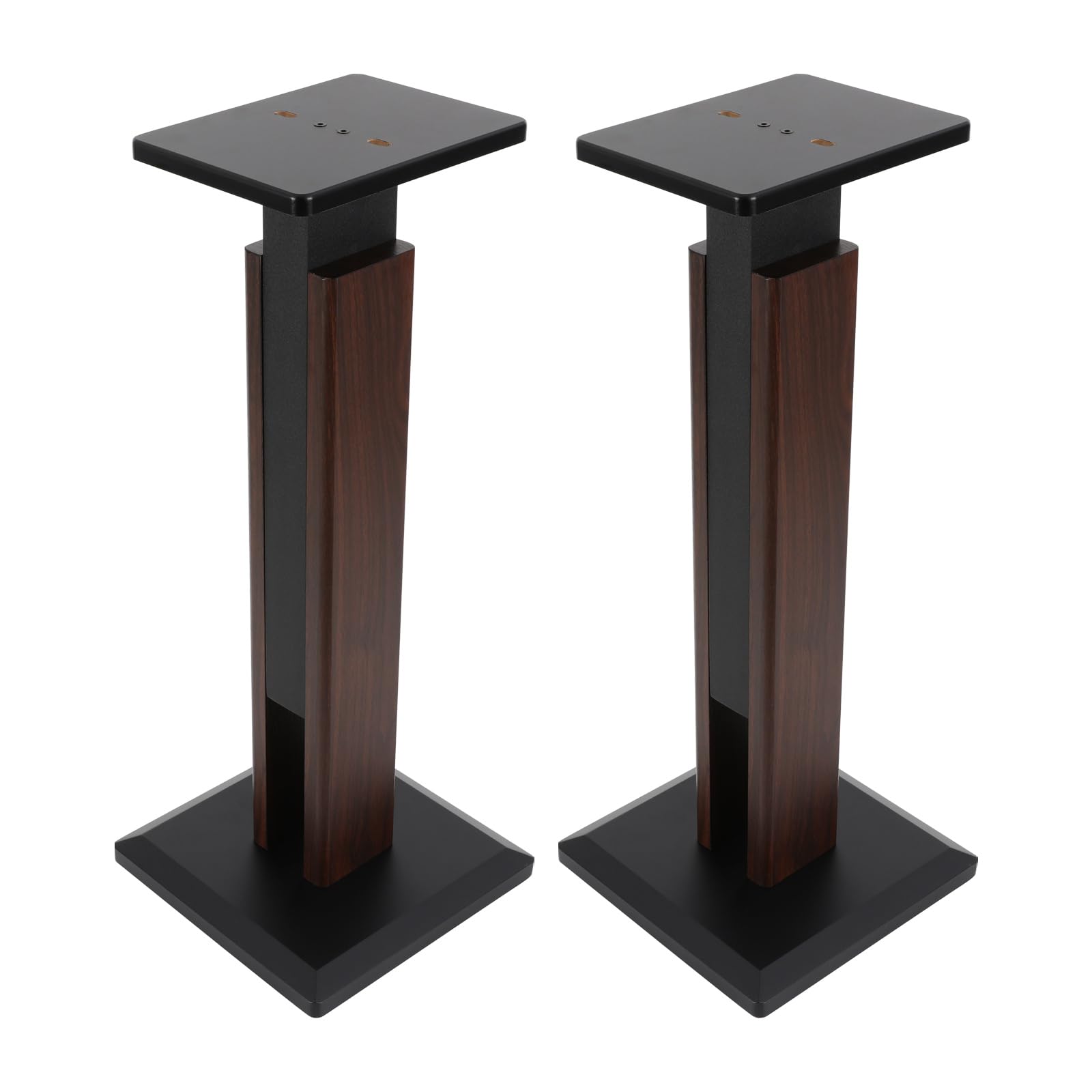 Soporte para altavoces de 65 a 85 cm, altura regulable, juego de 2 unidades, soporte para altavoces satélite, capacidad de carga de 30 kg (color nogal)