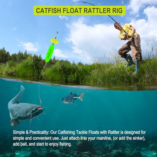 PIYIENR Catfish Float Rattler Rig Equipo de Pesca para Bagres con Flotadores y Anzuelos Circulares miniatura 2