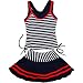 Vkenis Striped Two-Piece Suits Navy Style Swimsuit for Girls 8-14 Years Old (M(10-14 years old ))