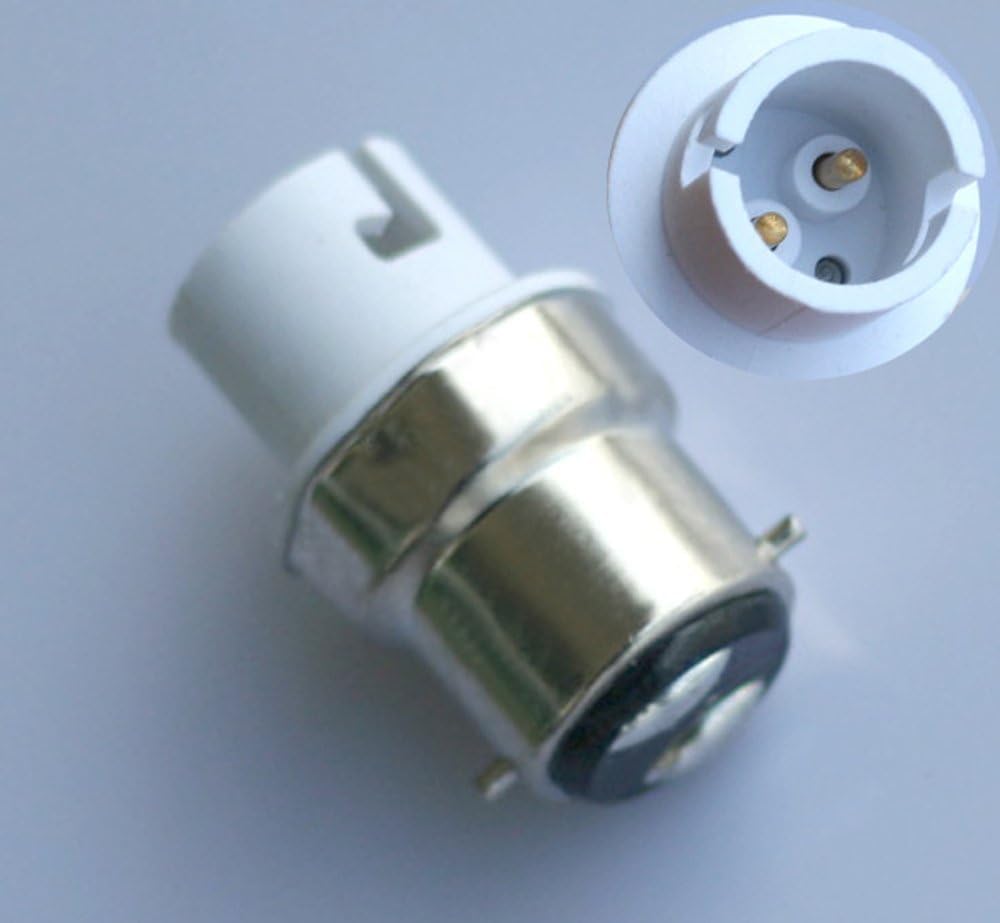 Zhhuoc 2 Pcs B22 to B15 / BA15D / B15D Halogen or LED Bulb Adapter Lamp Socket Light Bulbs, White