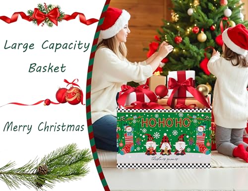 Image of Large Christmas Gifts Empty Baskets Kids Collapsible Holiday Storage Bin with Handle (Socks Gnome)