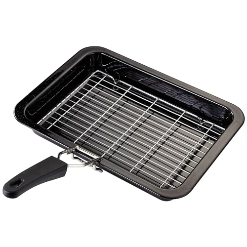 Judge Ovenware Enamel Grill Tray with Rack & Handle, Nonstick Coating 35cm x25cm x5cm, Black